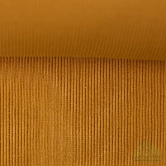 Rip-Bündchen Stoff „Tessa senfgelb 313" – Elastisches Rip-Bündchen in Senfgelb | Swafing OEKO-TEX® Standard 100