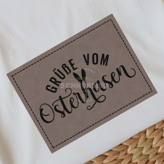 Bügel-Label Limited Edition "Grüße vom Osterhasen 4x3cm" – schnelle Akzente für Kleidung & Accessoires | Schnubsibu