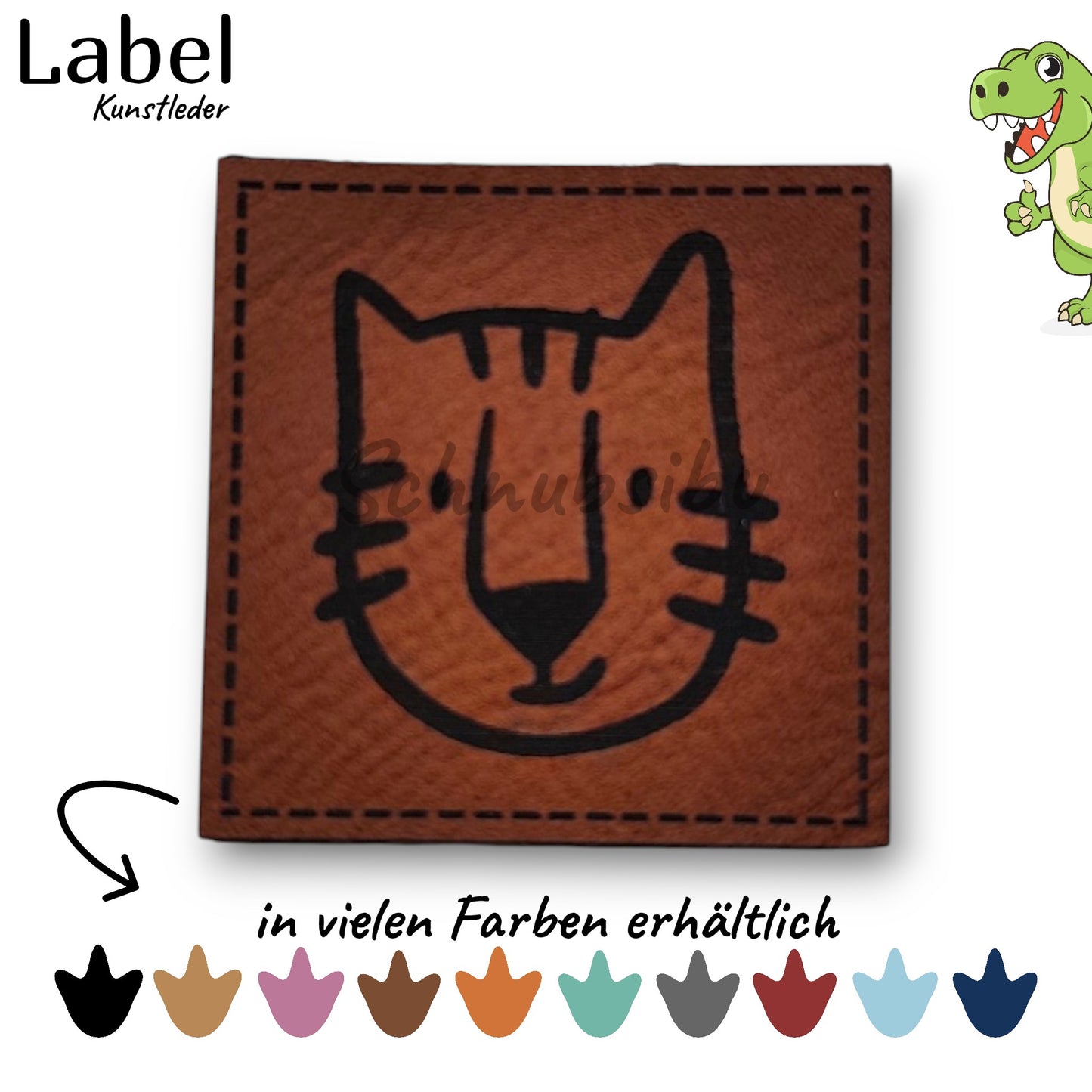 Kunstlederlabel „Tiger ROAR" – hochwertiges Label in verschiedenen Farben zum Aufnähen für Kleidung & Accessoires | Schnubsibu