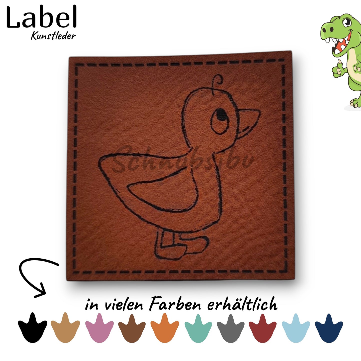 Kunstlederlabel „Bunter Sommer - Ente" – hochwertiges Label in verschiedenen Farben zum Aufnähen für Kleidung & Accessoires | Schnubsibu
