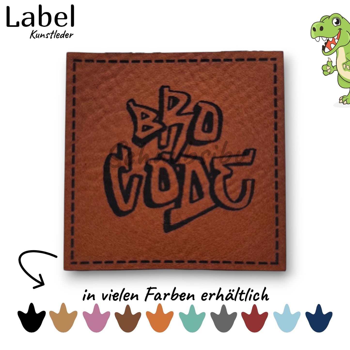 Kunstlederlabel „Bro Code" – hochwertiges Label in verschiedenen Farben zum Aufnähen für Kleidung & Accessoires | Schnubsibu