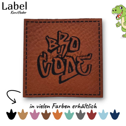Kunstlederlabel „Bro Code" – hochwertiges Label in verschiedenen Farben zum Aufnähen für Kleidung & Accessoires | Schnubsibu