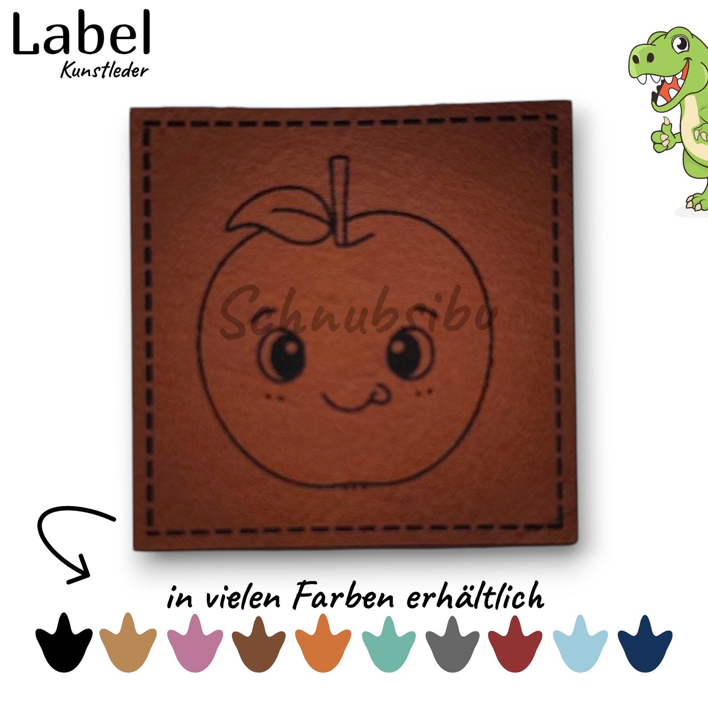 Kunstlederlabel „Apfelpower" – hochwertiges Label in verschiedenen Farben zum Aufnähen für Kleidung & Accessoires | Schnubsibu