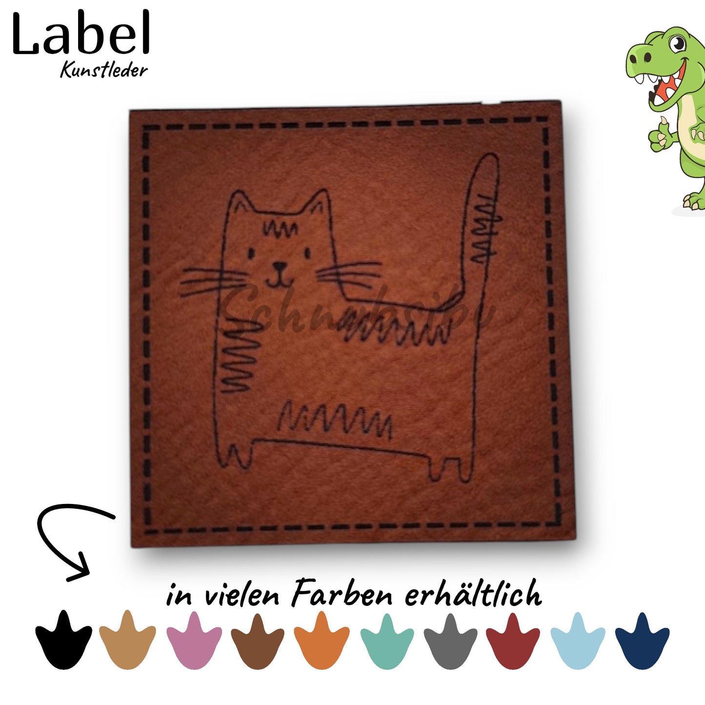 Kunstlederlabel „Cat Scratch" – hochwertiges Label in verschiedenen Farben zum Aufnähen für Kleidung & Accessoires | Schnubsibu