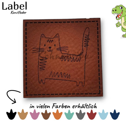 Kunstlederlabel „Cat Scratch" – hochwertiges Label in verschiedenen Farben zum Aufnähen für Kleidung & Accessoires | Schnubsibu