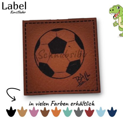 Kunstlederlabel „Fußball" – hochwertiges Label in verschiedenen Farben zum Aufnähen für Kleidung & Accessoires | Schnubsibu