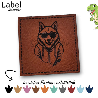 Kunstlederlabel „Graffiti Fuchs" – hochwertiges Label in verschiedenen Farben zum Aufnähen für Kleidung & Accessoires | Schnubsibu