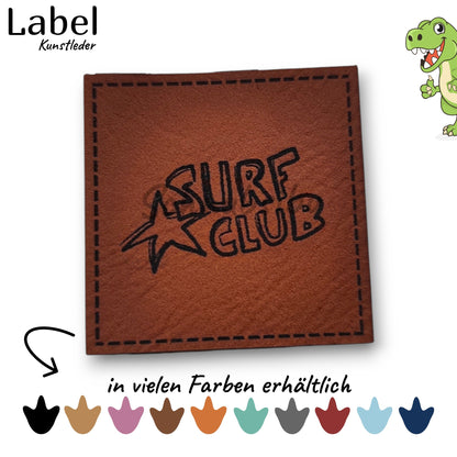 Kunstlederlabel „Surf Club" – hochwertiges Label in verschiedenen Farben zum Aufnähen für Kleidung & Accessoires | Schnubsibu