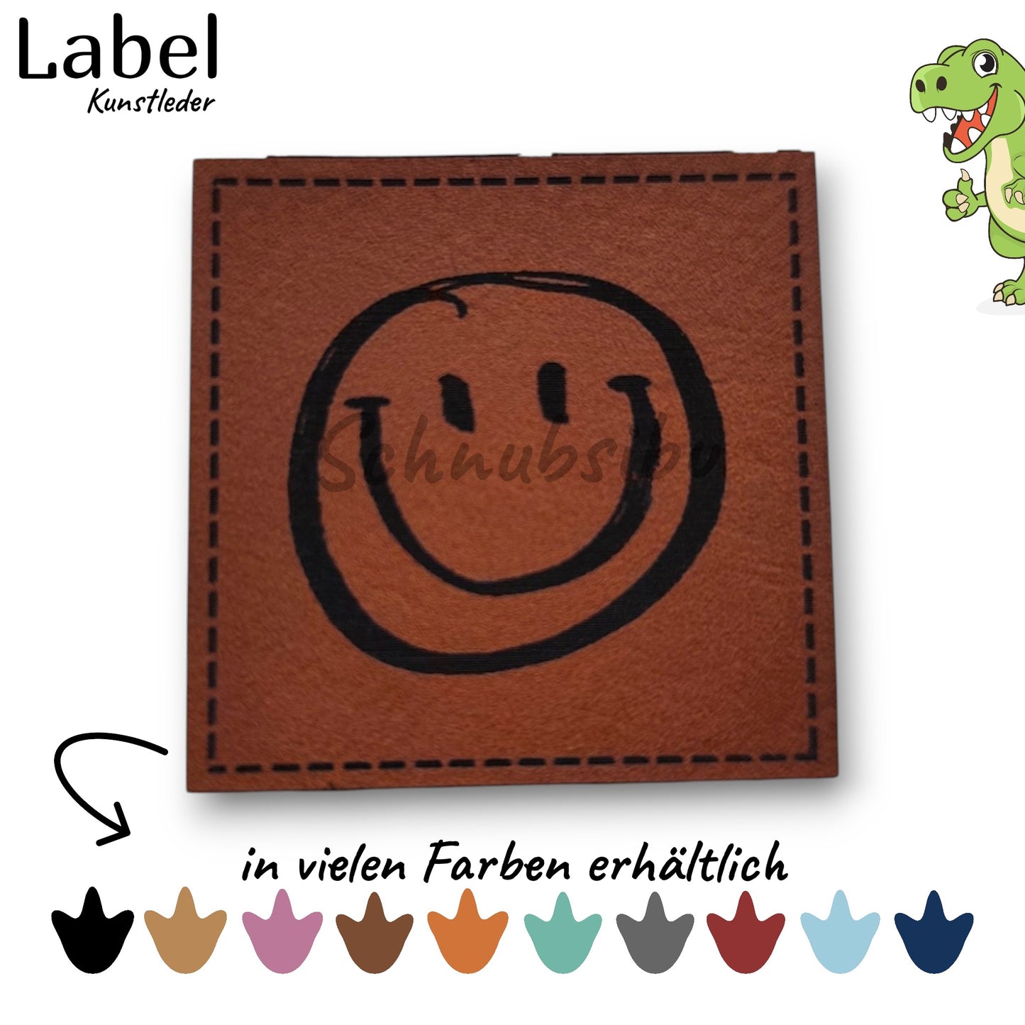 Kunstlederlabel „Bro Code Smiley" – hochwertiges Label in verschiedenen Farben zum Aufnähen für Kleidung & Accessoires | Schnubsibu