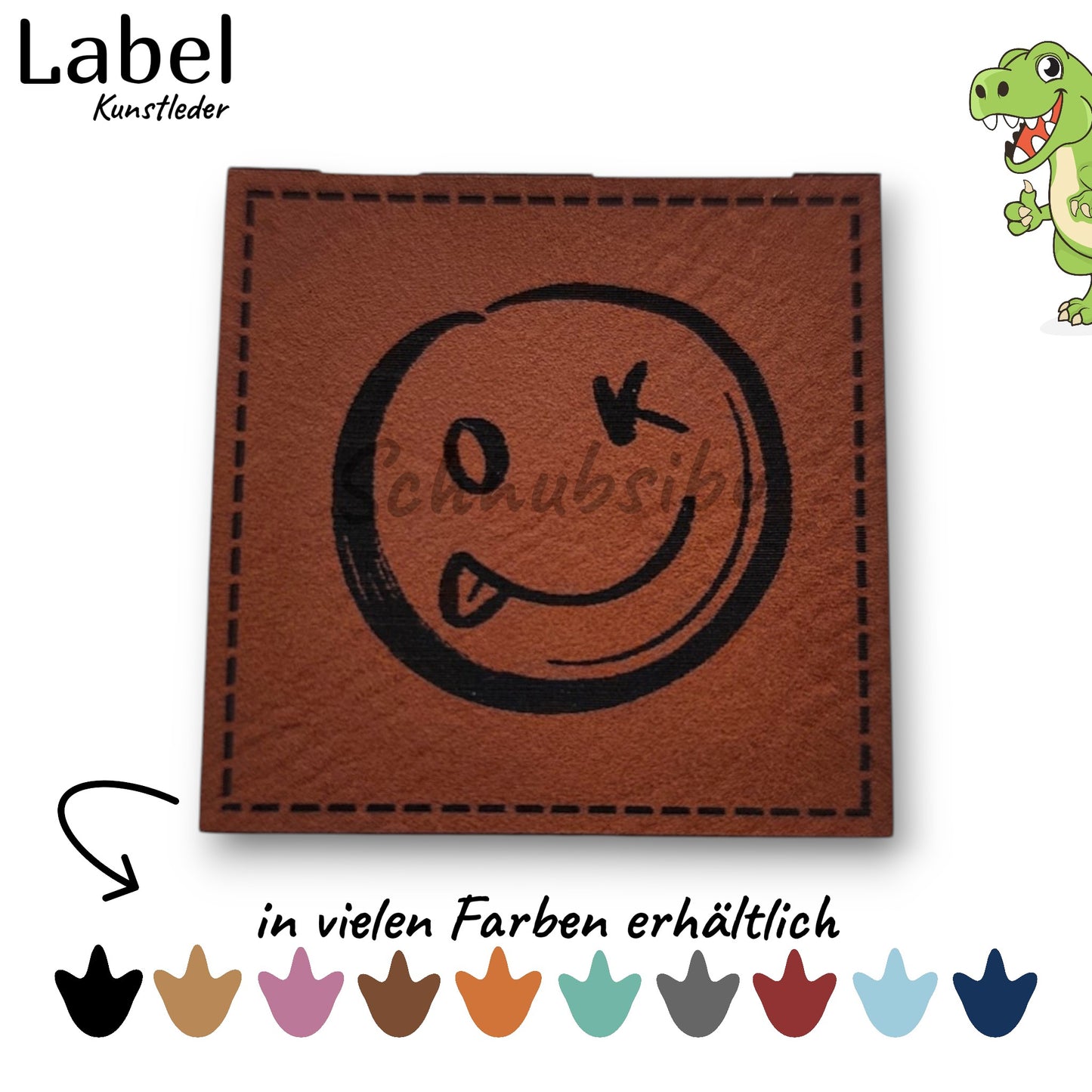 Kunstlederlabel „Bro Code Smiley" – hochwertiges Label in verschiedenen Farben zum Aufnähen für Kleidung & Accessoires | Schnubsibu
