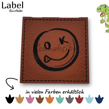 Kunstlederlabel „Bro Code Smiley" – hochwertiges Label in verschiedenen Farben zum Aufnähen für Kleidung & Accessoires | Schnubsibu