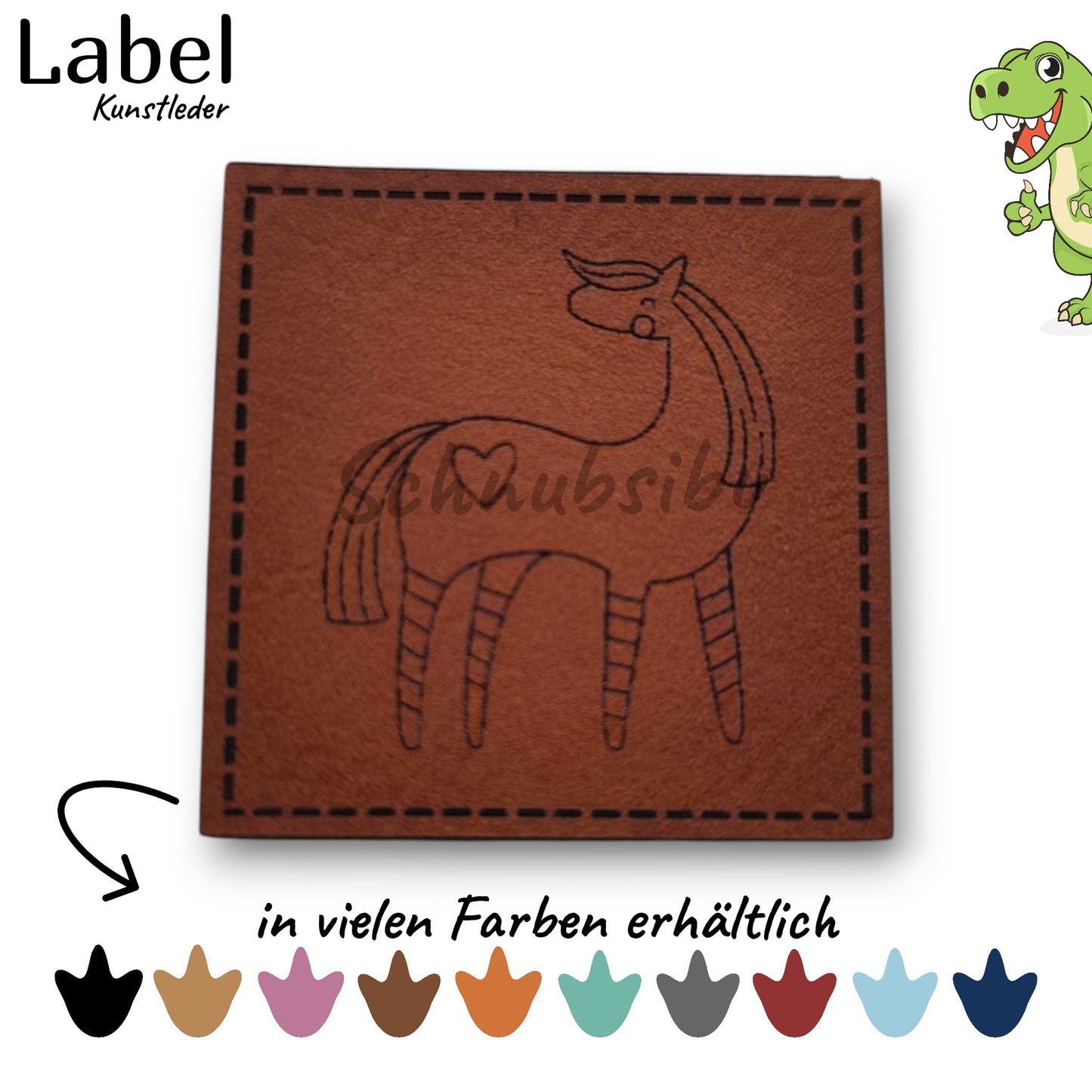 Kunstlederlabel „Bunter Tag - Einhorn" – hochwertiges Label in verschiedenen Farben zum Aufnähen für Kleidung & Accessoires | Schnubsibu