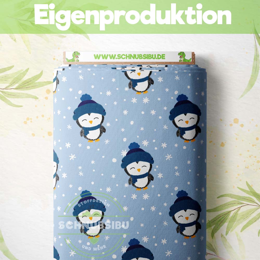 schnubsibu- Mockup_Stoffbrett_Winterpinguine_blau -