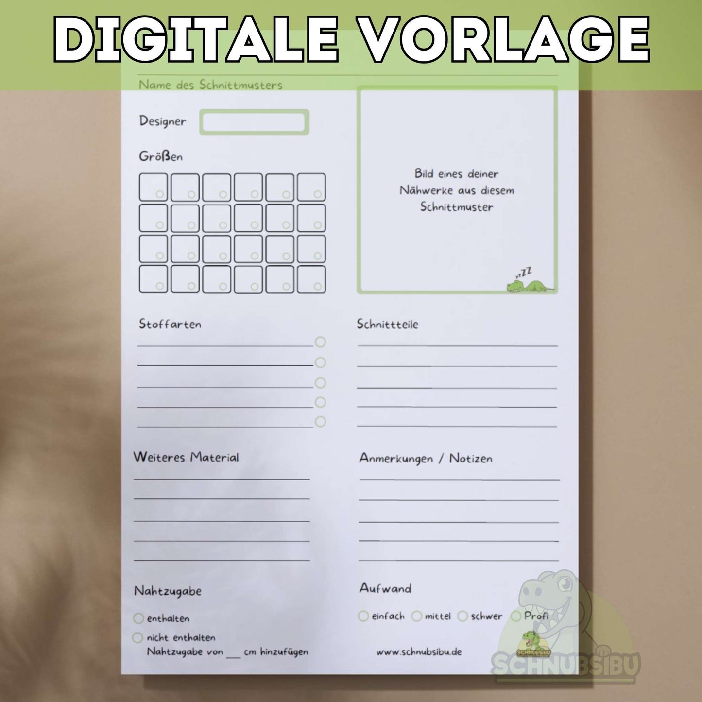 schnittmuster aufbewahrung vorlage Digitale Schnittmuster Vorlage A4 – Nähprojekt-Organizer