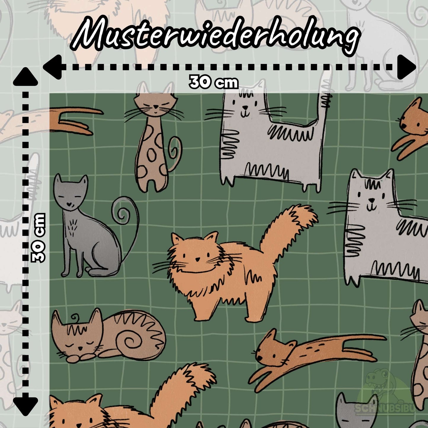 VB Jersey Stoff „Cat Scratch grün“ - designt by Katzengold Designs | Schnubsibu OEKO-TEX® Standard 100