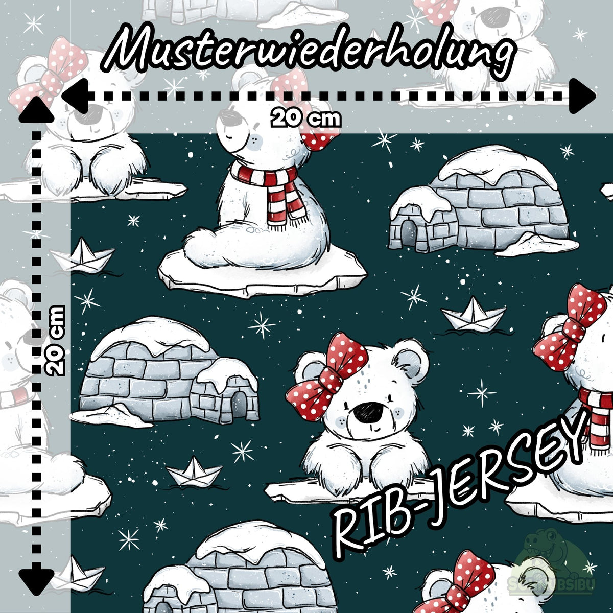 [VB 16.08.] Stoff Eisbär mit roter Schleife