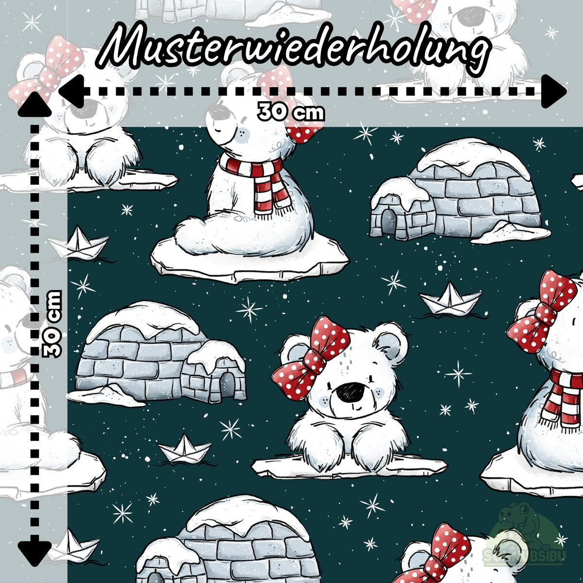 [VB 16.08.] Stoff Eisbär mit roter Schleife