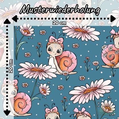 VB Rip-Jersey Stoff „Schnegge blau“ - designt by Katzengold Designs | Schnubsibu OEKO-TEX® Standard 100