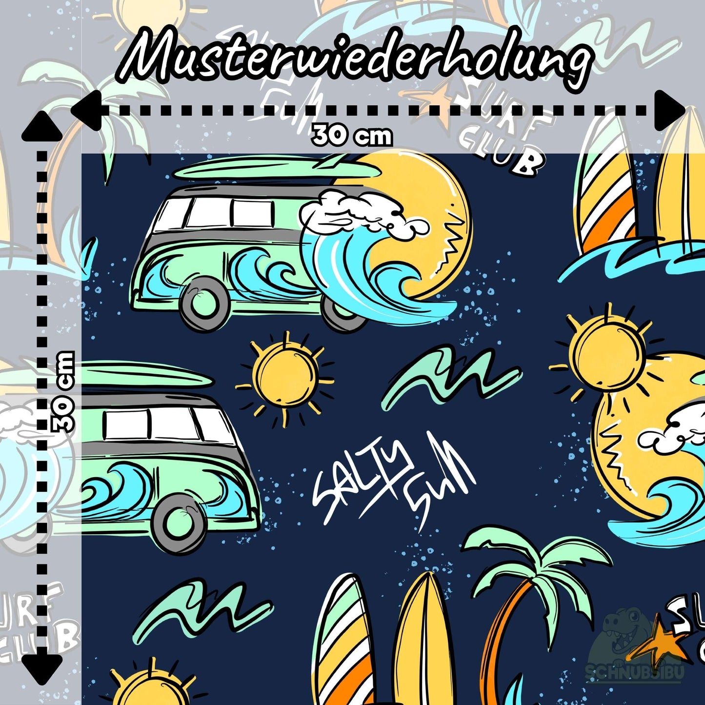 VB Jersey Stoff „Surfclub türkis“ - designt by Katzengold Designs | Schnubsibu OEKO-TEX® Standard 100