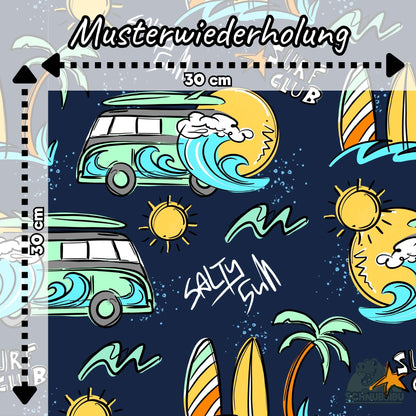 VB Jersey Stoff „Surfclub türkis“ - designt by Katzengold Designs | Schnubsibu OEKO-TEX® Standard 100