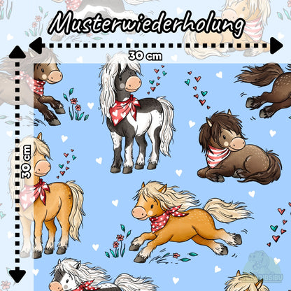 [VB 01.09.] Stoff Pferdehorde blau