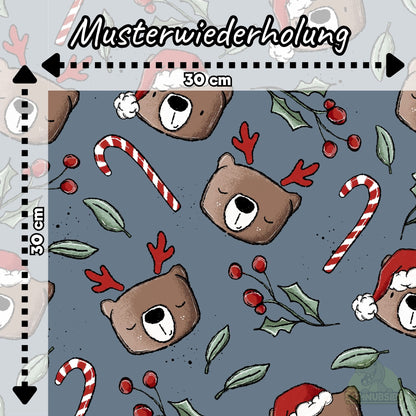 [VB 01.08.] Stoff Xmas Bär blau