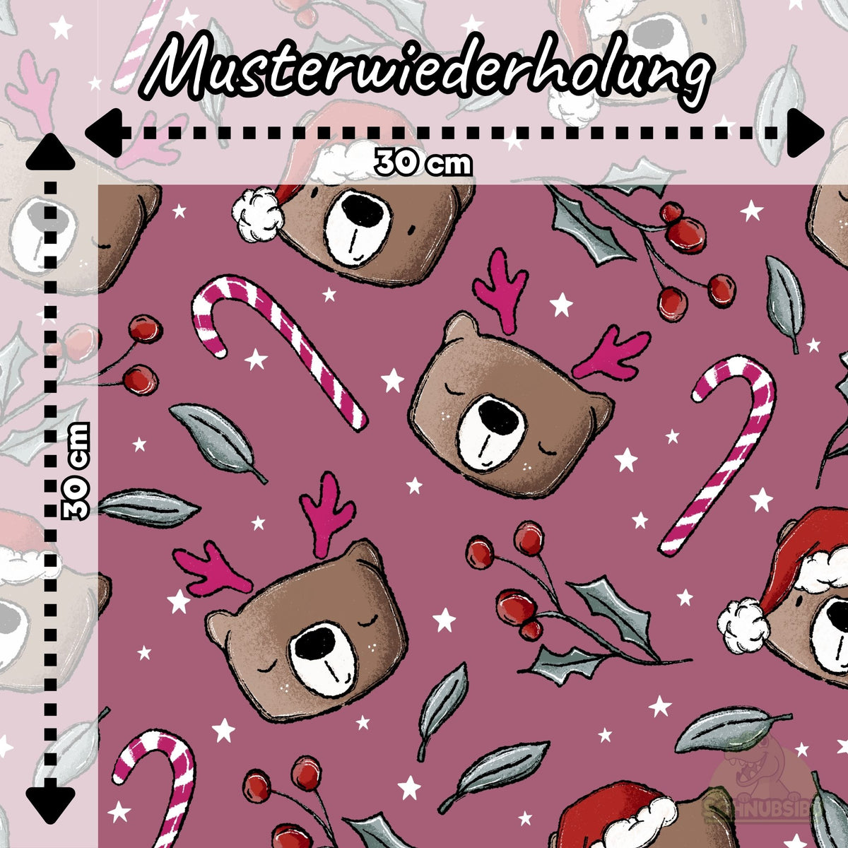 [VB 01.08.] Stoff Xmas Bär beere