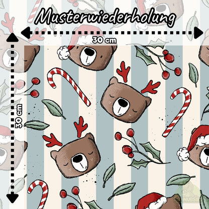 [VB 01.08.] Stoff Xmas Bär Streifen