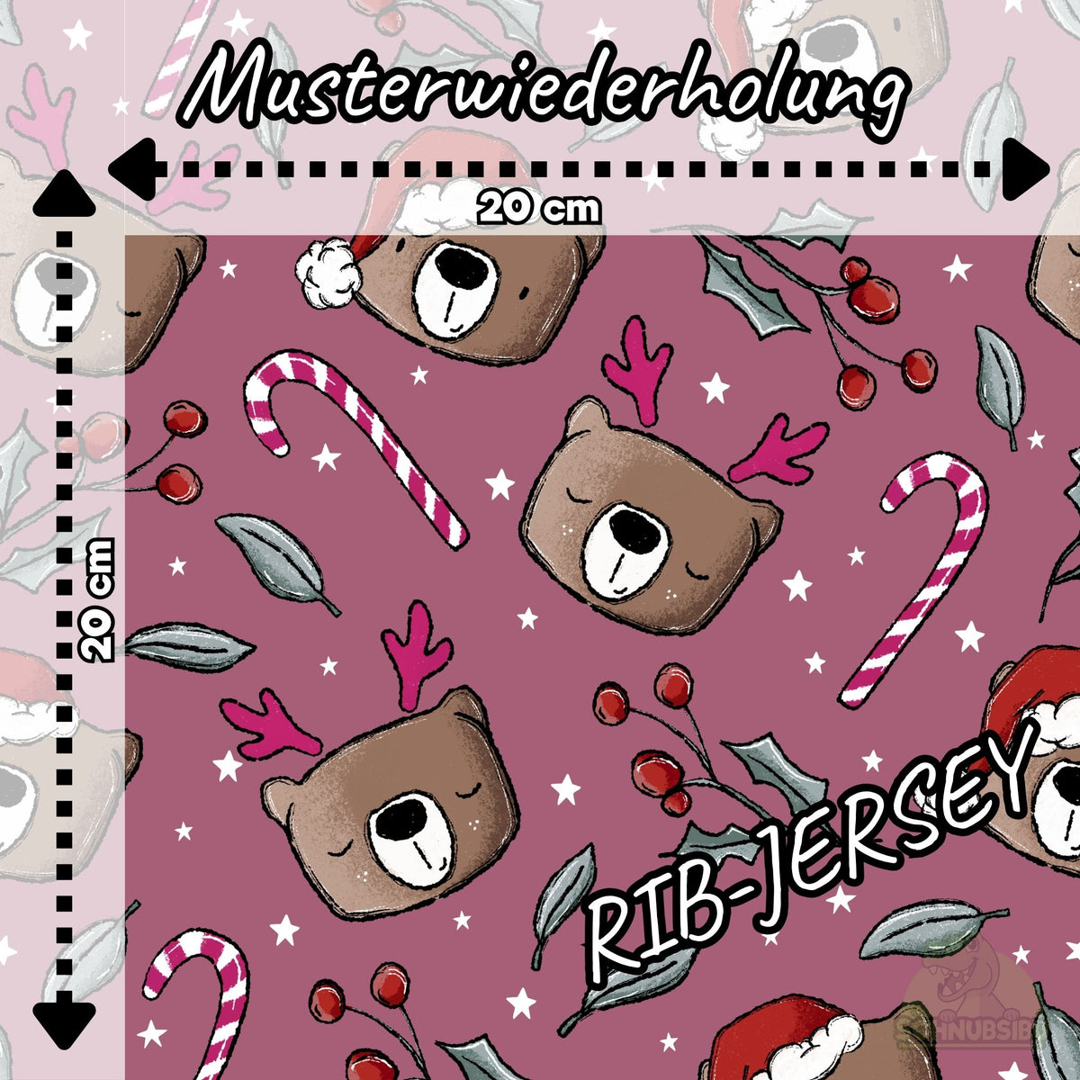 [VB 01.08.] Stoff Xmas Bär beere
