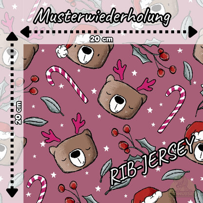 [VB 01.08.] Stoff Xmas Bär beere