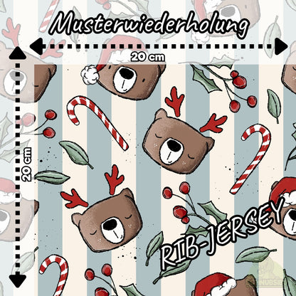 [VB 01.08.] Stoff Xmas Bär Streifen