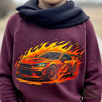 Bügelbild „Racing Car Orange-rot" – dynamisches Fahrzeugmotiv mit Power & Style | Schnubsibu