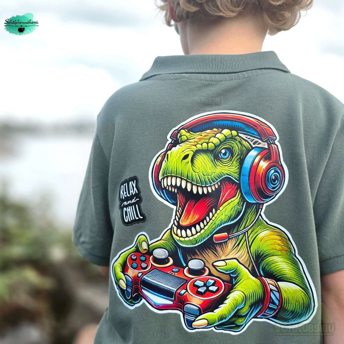 [VB 16.09.] Bügelbild Gamer Dino