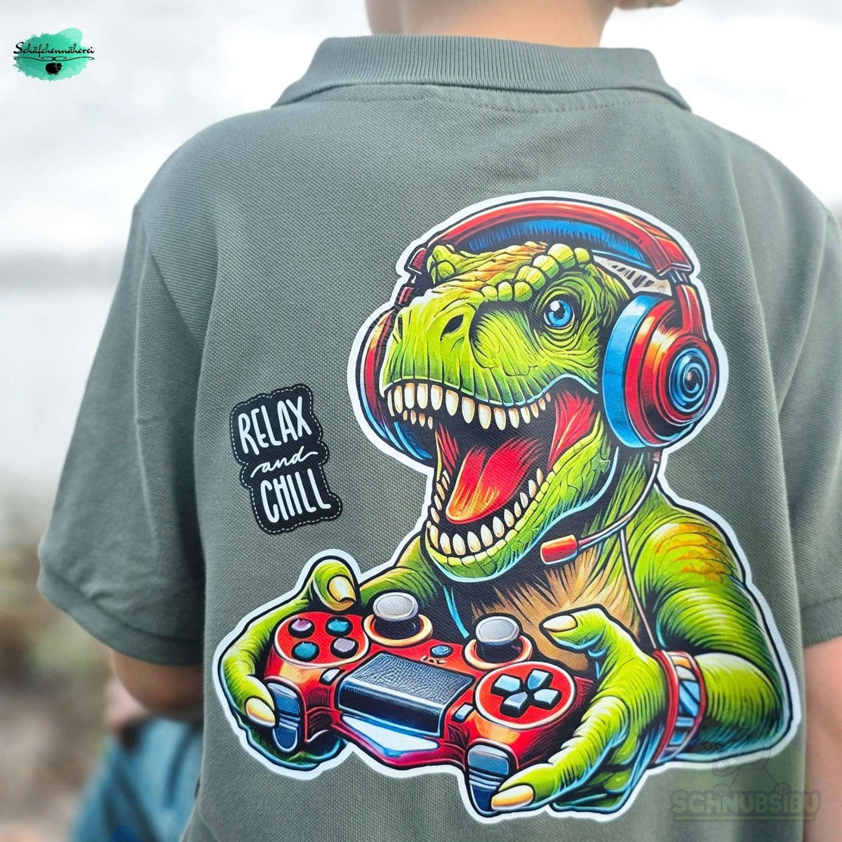 [VB 16.09.] Bügelbild Gamer Dino