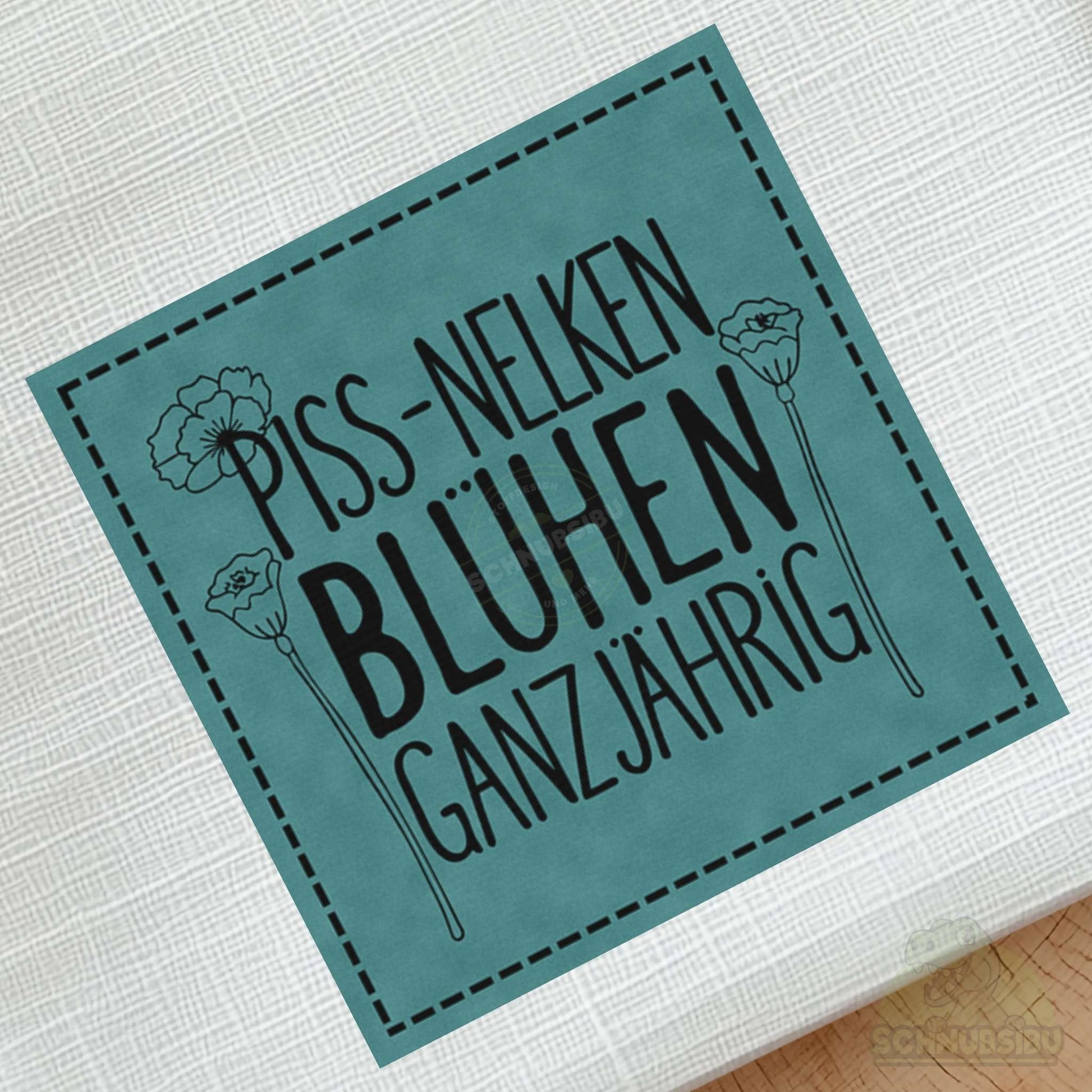 schnubsibu- schnubsibu-produktfoto-buegellabel-aufstoff-pissnelken - türkis