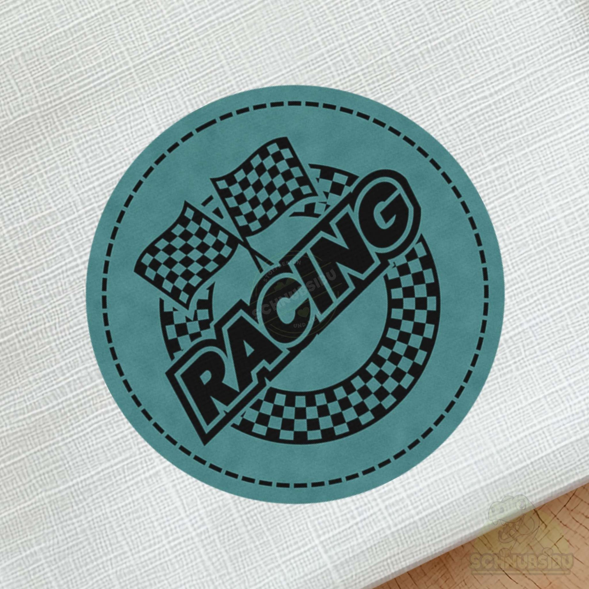 schnubsibu- schnubsibu-produktfoto-buegellabel-aufstoff-racing - türkis