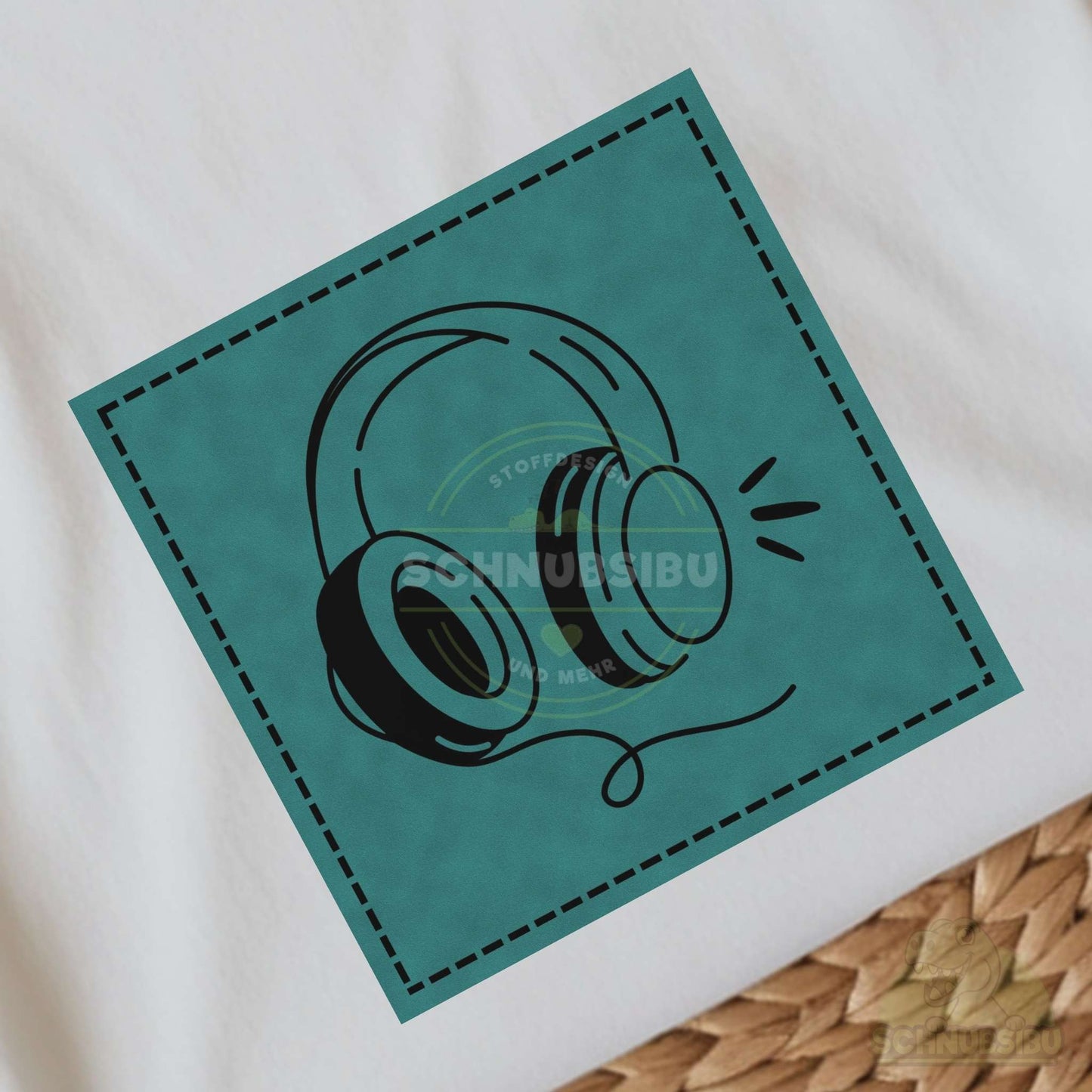 Bügel-Label "Headphones türkis" – schnelle Akzente für Kleidung & Accessoires | Schnubsibu