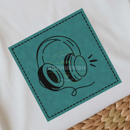 Bügel-Label "Headphones türkis" – schnelle Akzente für Kleidung & Accessoires | Schnubsibu