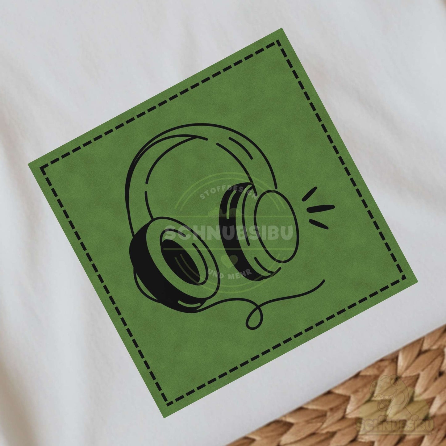 Bügel-Label "Headphones grün" – schnelle Akzente für Kleidung & Accessoires | Schnubsibu