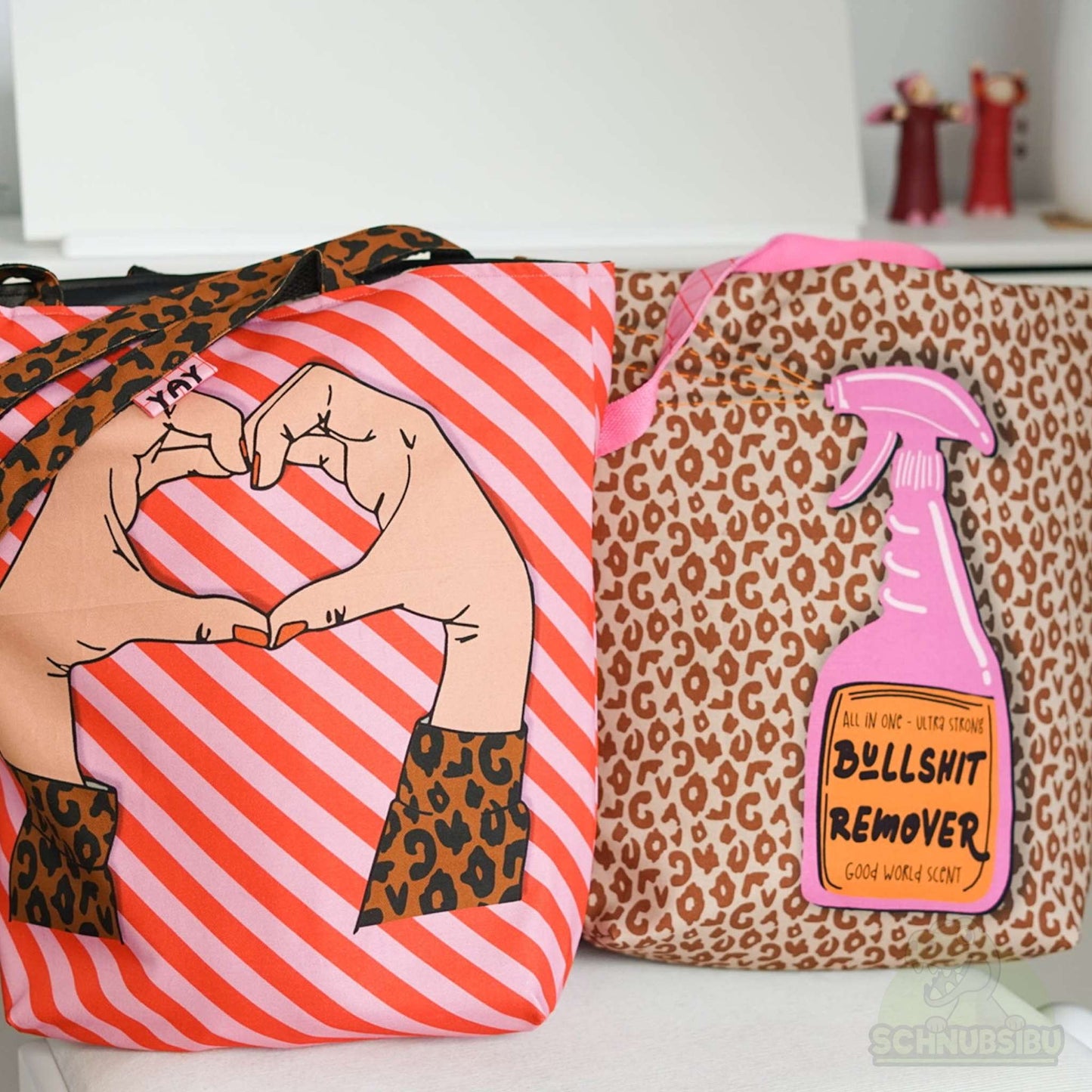 Panel Cherry Picking Bag Bullshitremover und Herzzeichen – Canvas
