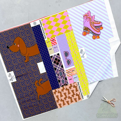 Panel Cherry Picking Bag Dackel und Rollschuhe – Canvas