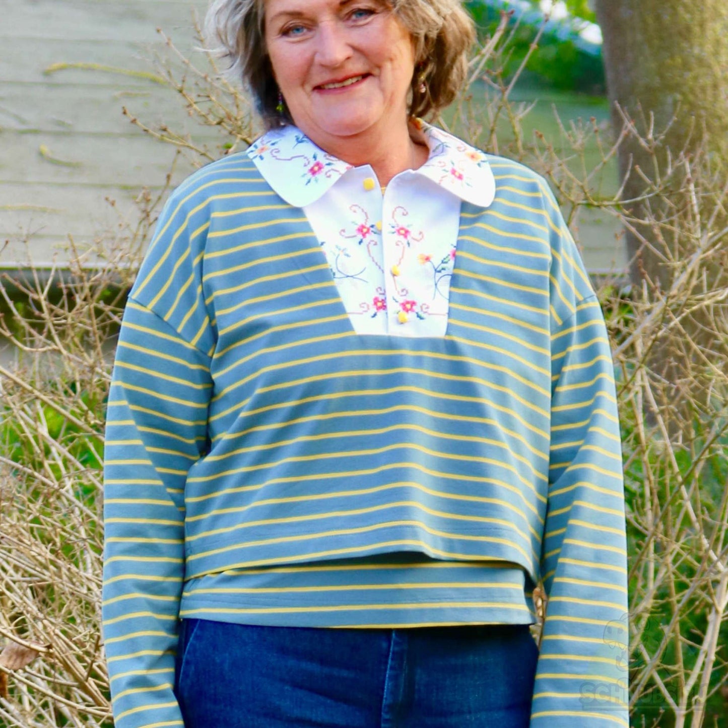Stoff Isa blau-gelb – Jersey