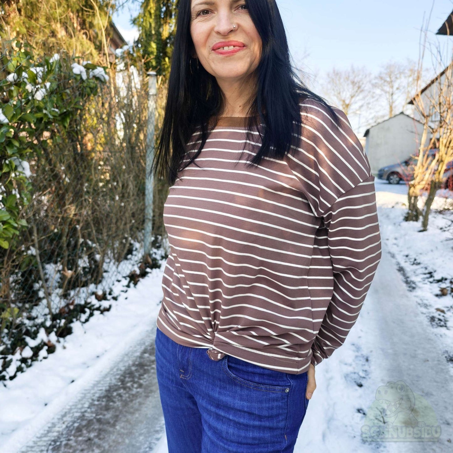 Stoff Isa braun-weiß – Jersey