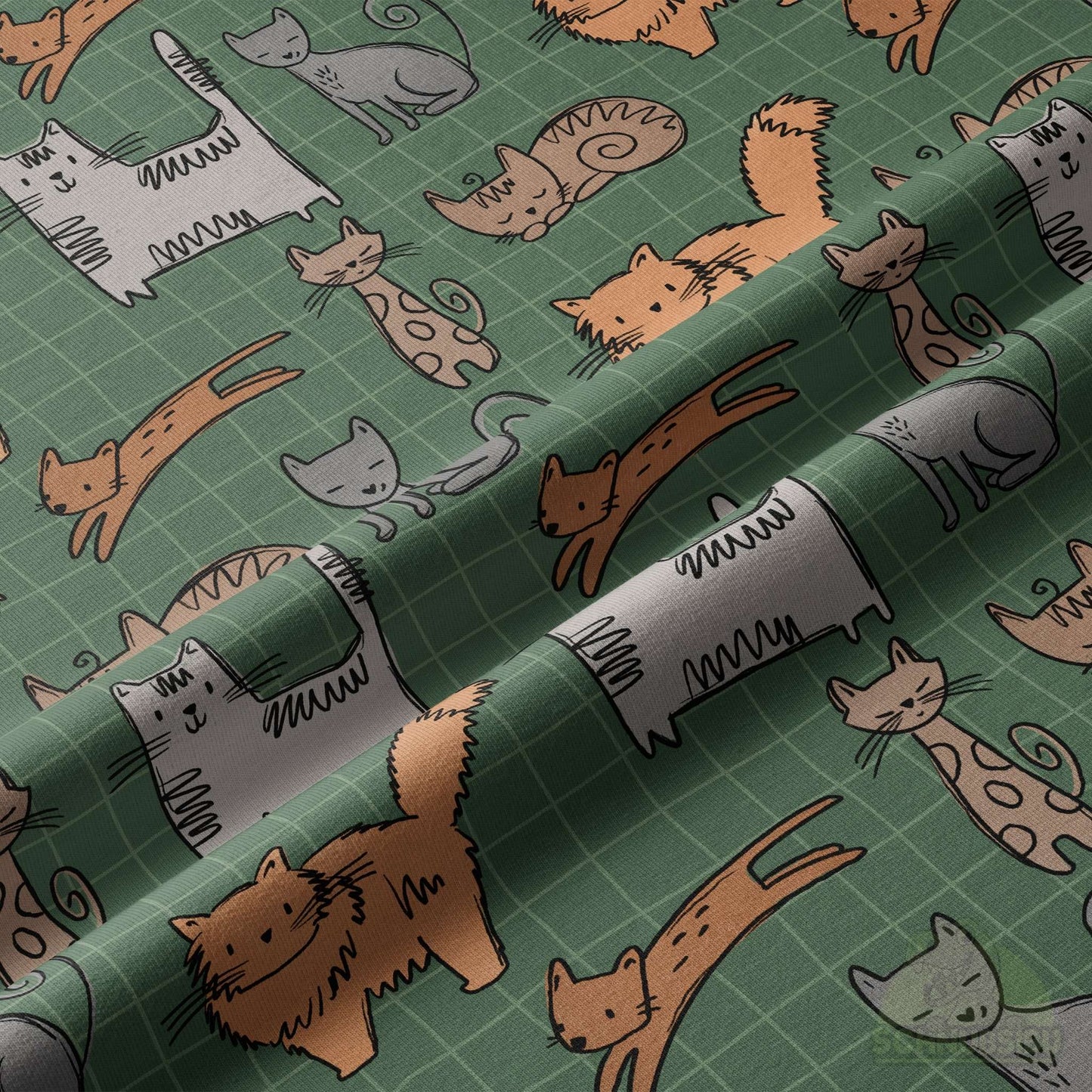 VB Jersey Stoff „Cat Scratch grün“ - designt by Katzengold Designs | Schnubsibu OEKO-TEX® Standard 100