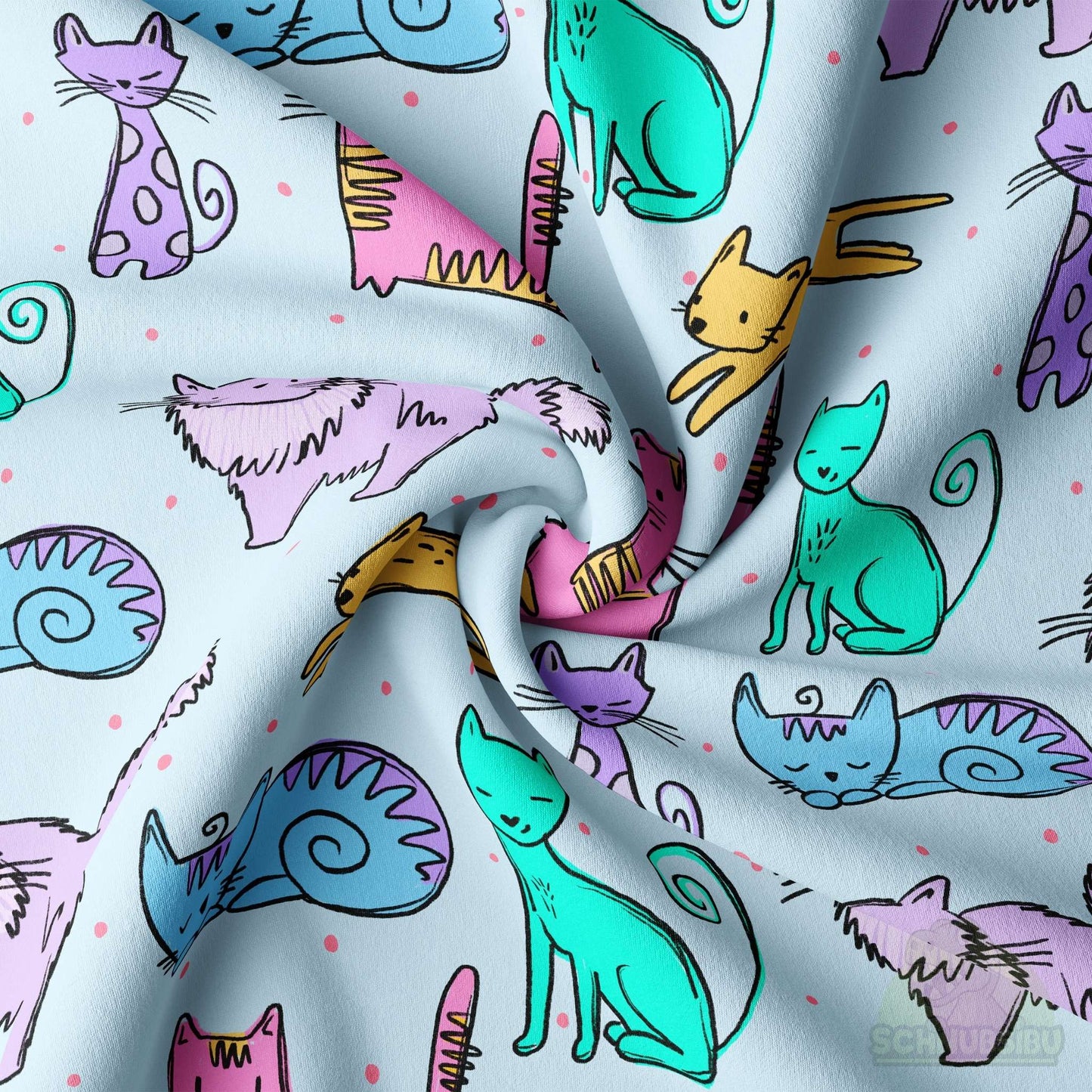 VB Jersey Stoff „Cat Scratch türkis“ - designt by Katzengold Designs | Schnubsibu OEKO-TEX® Standard 100