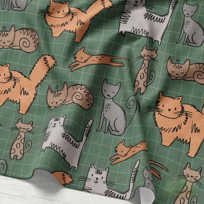 VB Jersey Stoff „Cat Scratch grün“ - designt by Katzengold Designs | Schnubsibu OEKO-TEX® Standard 100