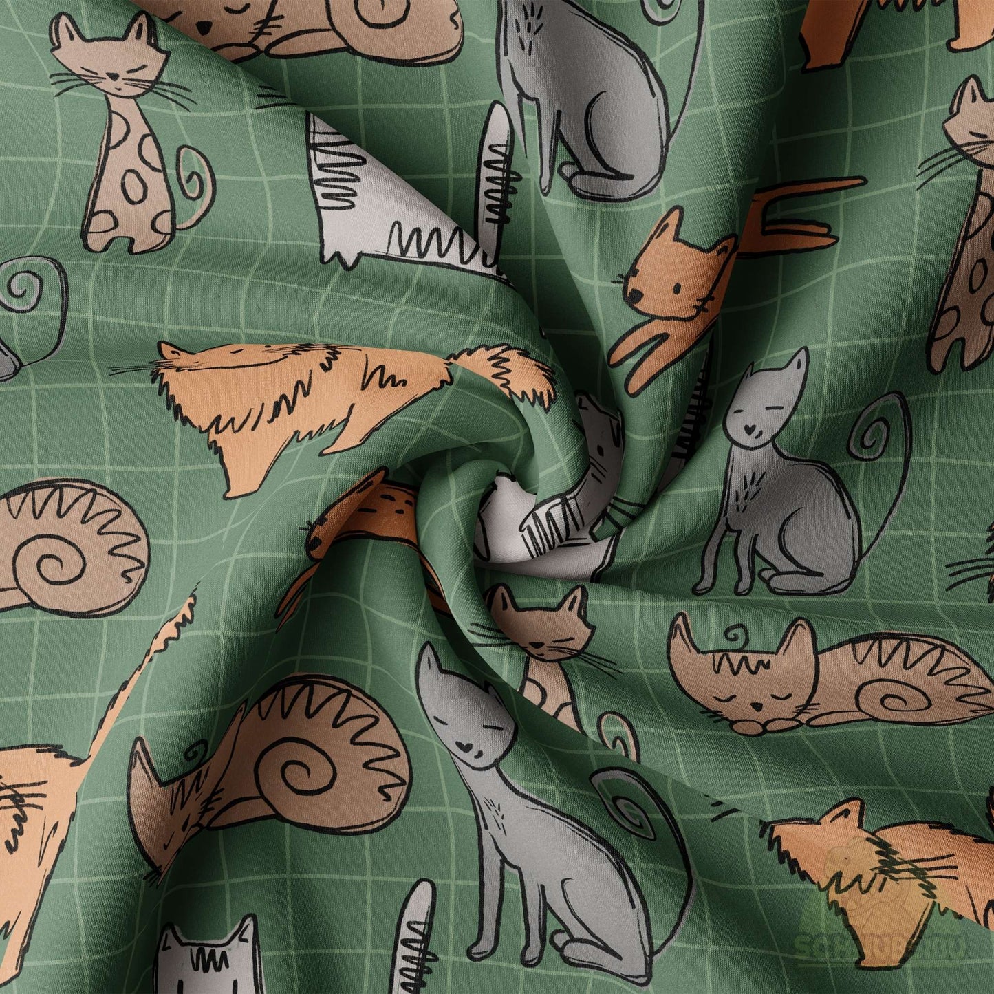 VB Jersey Stoff „Cat Scratch grün“ - designt by Katzengold Designs | Schnubsibu OEKO-TEX® Standard 100
