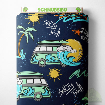 VB Jersey Stoff „Surfclub türkis“ - designt by Katzengold Designs | Schnubsibu OEKO-TEX® Standard 100