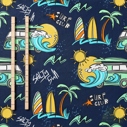 VB Jersey Stoff „Surfclub türkis“ - designt by Katzengold Designs | Schnubsibu OEKO-TEX® Standard 100