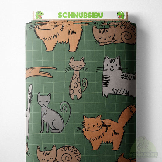 VB Jersey Stoff „Cat Scratch grün“ - designt by Katzengold Designs | Schnubsibu OEKO-TEX® Standard 100